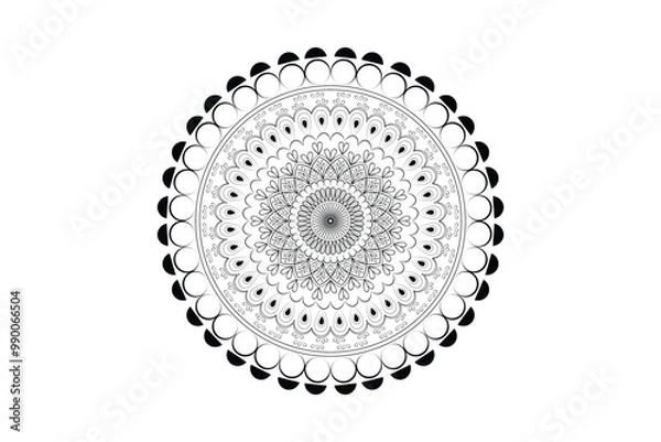 Fototapeta Unique Round Mandala Vector Design Black and White