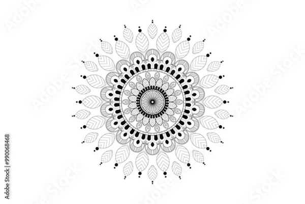 Fototapeta Unique Round Mandala Vector Design black and white
