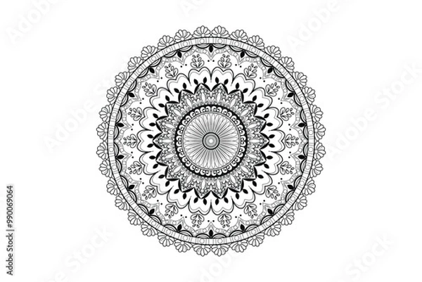 Fototapeta Unique Round Mandala Vector Design black and white