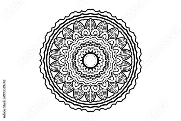 Fototapeta Unique Round Mandala Vector Design black and white
