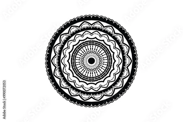 Fototapeta Unique Round Mandala Vector Design black and white