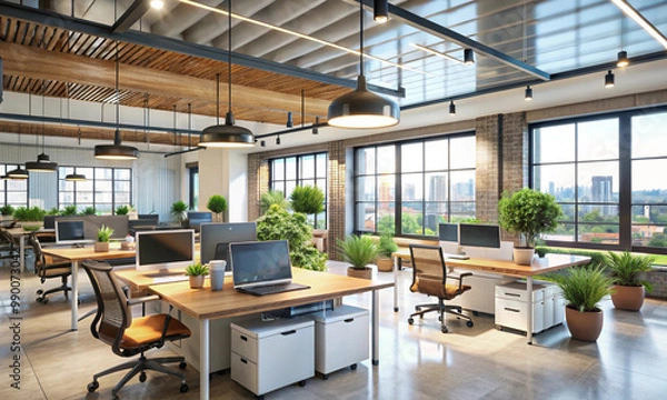 Fototapeta modern open-plan office space interior Ai Generator