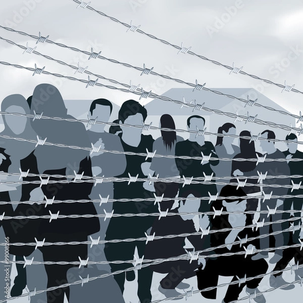 Obraz People in refugee camp