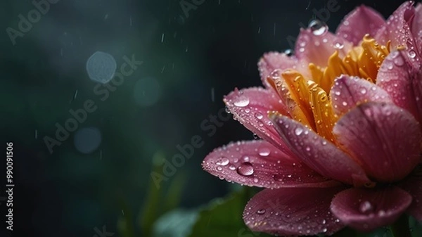 Obraz Pink Water Lily in Rain