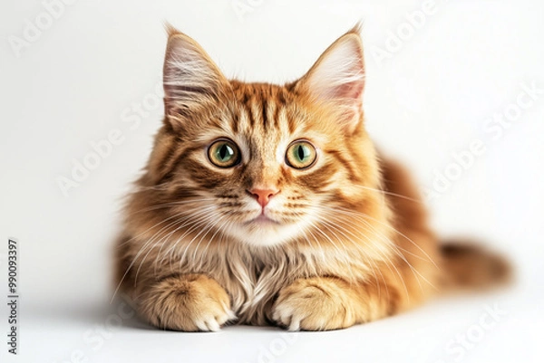 Obraz  Ginger Cat Lying Down
A ginger cat relaxing on its paws with a focused gaze