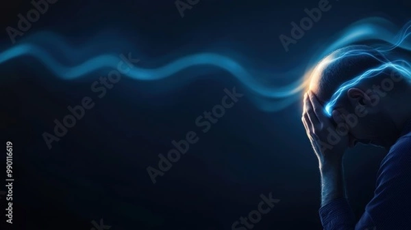 Fototapeta Man in Distress with Electric Energy Concept