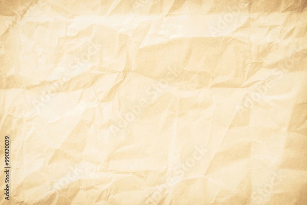 Fototapeta Old paper vintage texture surface for background. Recycle pale brown paper crumpled texture, Cream color recycled kraft paper texture blank with copy space for text.