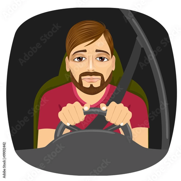 Fototapeta sleepy male driver dozing off while driving