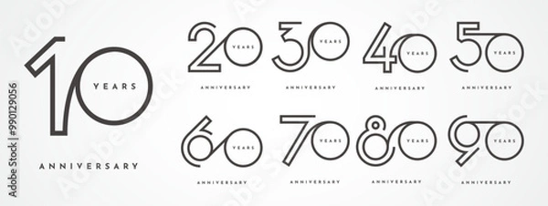Fototapeta Set 10 20 30 to 100 years anniversary vector template design