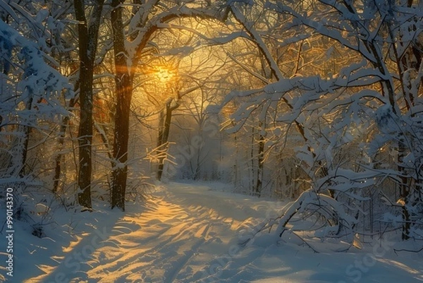 Obraz winter forest in the morning