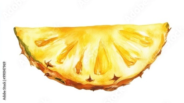 Fototapeta Fresh pineapple slice showcasing vibrant yellow color and natural texture against a clean background