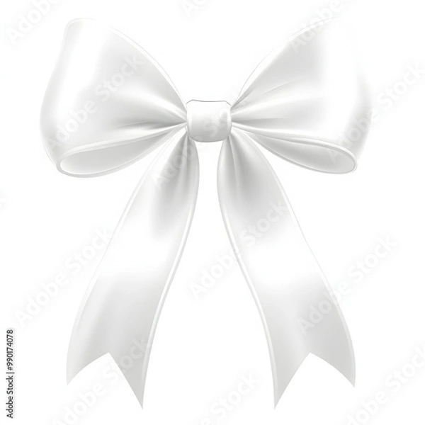 Fototapeta シンプルな白リボンのシルエット - エレガントなデザイン素材
