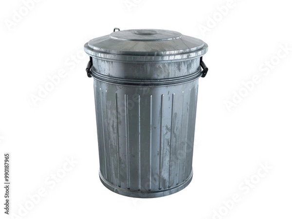 Fototapeta Old trash can isolated on transparent background.