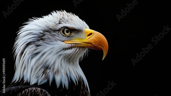 Fototapeta Close-up Portrait of a Bald Eagle with a Black Background