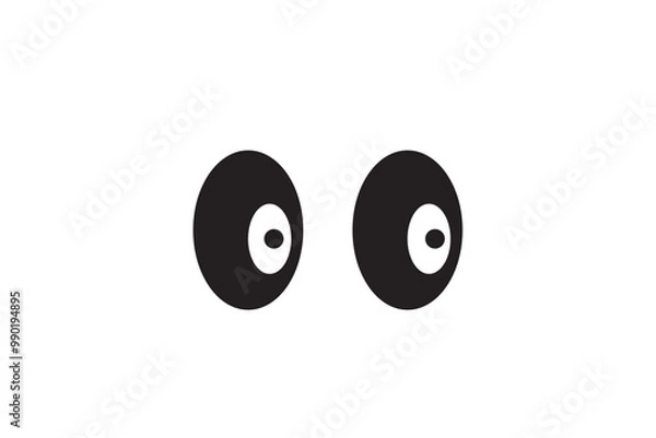 Fototapeta Smile eyes look away. Emoji. A sticker for a chat message. Isolated on white background. vector illustration.