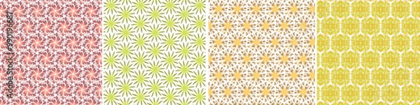 Fototapeta 4 pcs vector pattern illustrations, abstract, fan, round