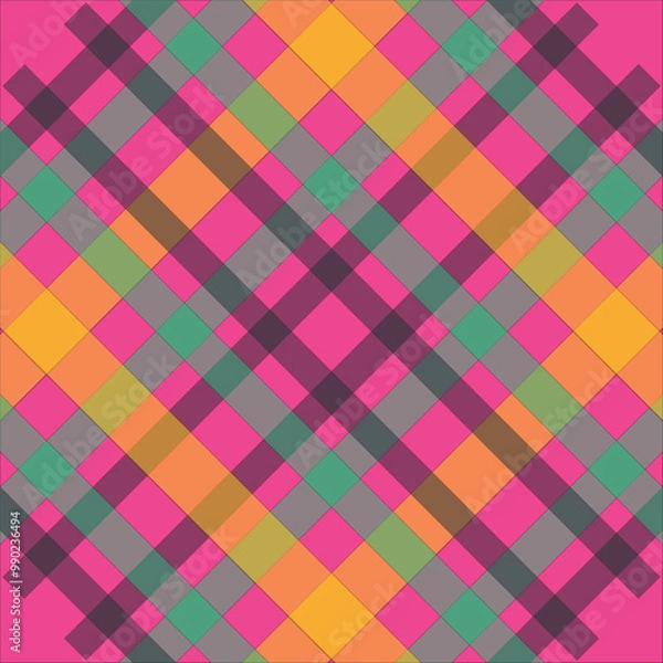 Fototapeta Stewart Hunting Weathered Scottish Tartan Plaid Pattern Fabric Swatch