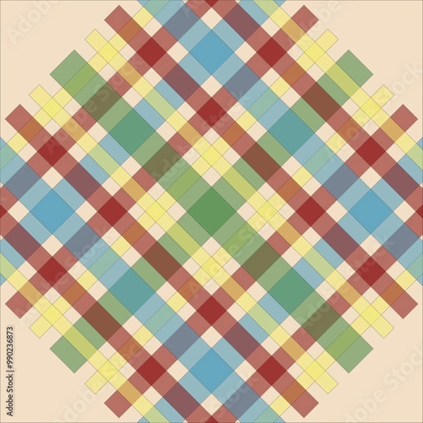 Fototapeta Stewart Hunting Weathered Scottish Tartan Plaid Pattern Fabric Swatch