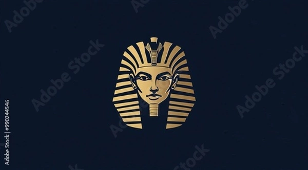 Fototapeta Gold and black design of an ancient Egyptian pharaoh's headdress and face