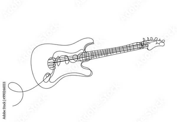 Fototapeta guitar ,line drawing style, continuous line art ,  vector illustration