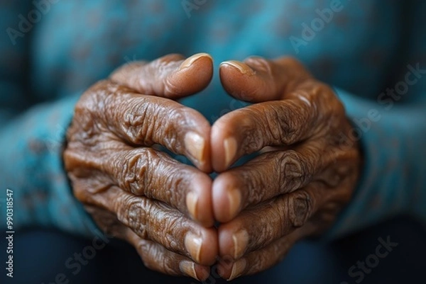 Fototapeta Elderly Hands Clasped Together
