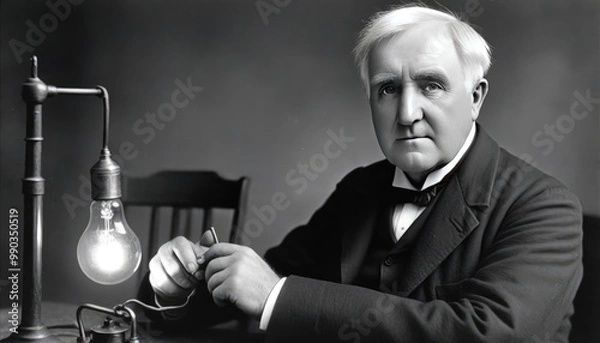 Fototapeta Thomas Alva Edison - Inventor of electric power generation, mass communication, sound recording, and motion pictures