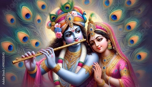 Fototapeta Krishna Playing the Flute 
