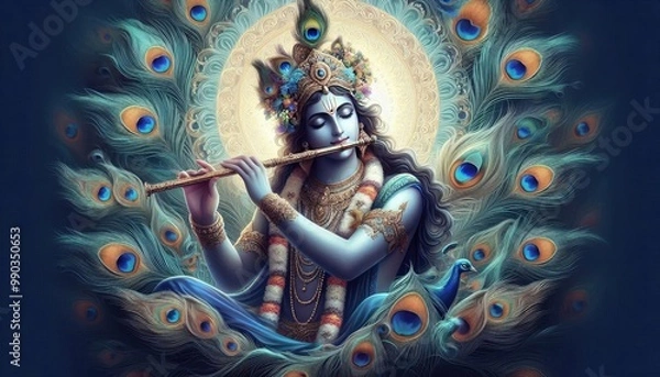 Fototapeta Krishna Playing the Flute 