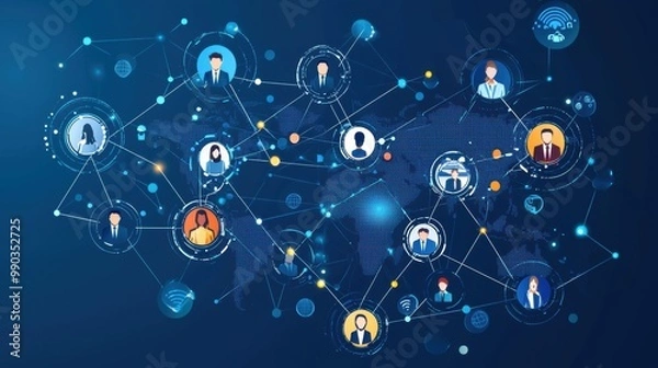 Obraz Global Network Connections and Digital Technology Visualization