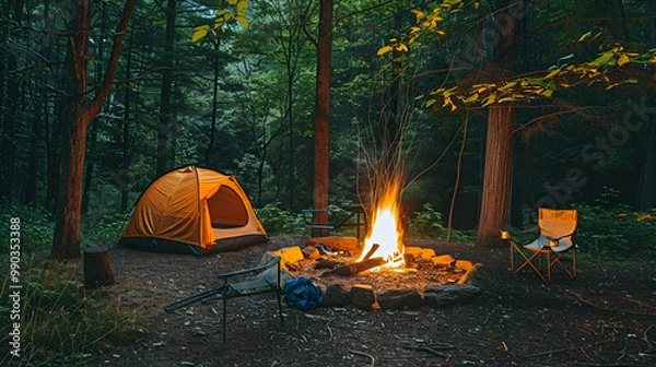 Obraz camp fire in the forest