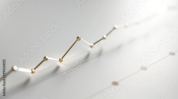 Fototapeta Detailed line graph illustrating steady GDP growth over time, clean white background with subtle shadows highlighting the upward trend, professional economic analysis visualization.