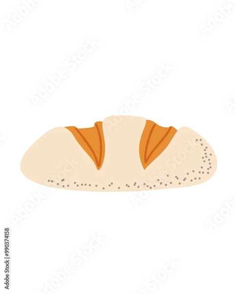 Fototapeta Side view of sesame bread on white background, space for text, copy space