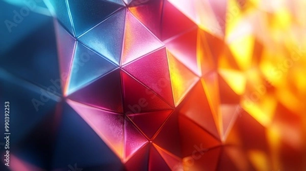 Fototapeta Abstract Triangular Pattern in Vibrant Hues