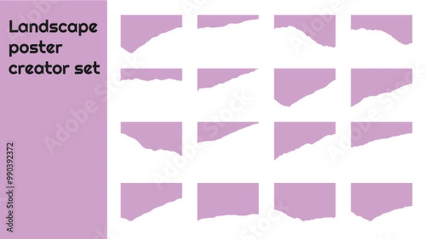 Fototapeta Set of torn or ripped paper sheet scrapbook edge  set