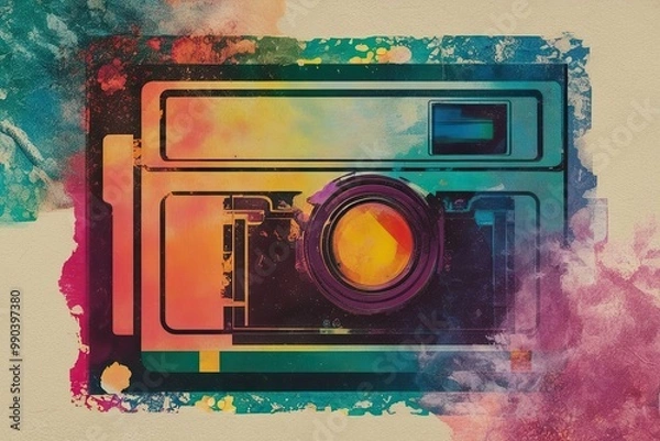 Fototapeta Whimsical Quirky Photocopy Texture Overlay with Colorful Film Grain and Imperfections