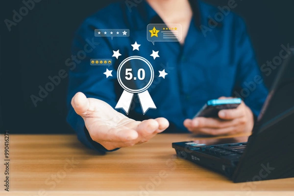 Fototapeta Online Customer Satisfaction Survey Customer Service Rate from Service Experience