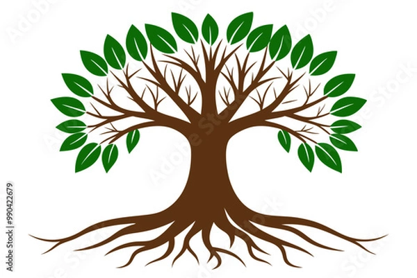 Obraz simple and modern trees natural logo illustration , Oak tree vector isolated on white background. Nature or forest symbol icon. 