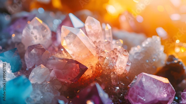 Fototapeta Crystals and healing background. Generative AI.