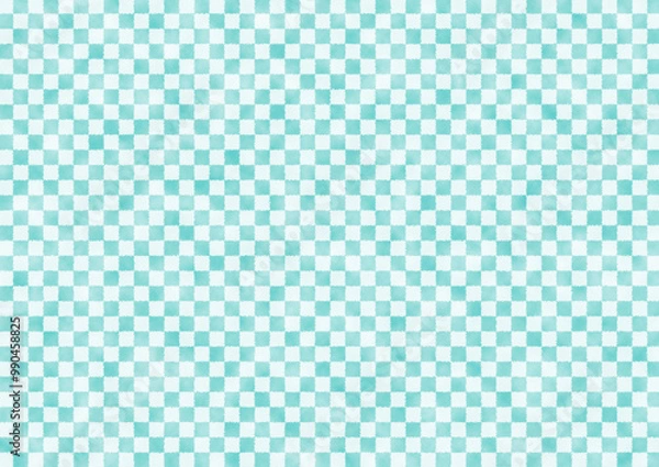Obraz 市松模様 格子柄　背景 模様 テキスタイル イラスト　水色 青