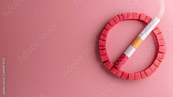 Obraz no smoking concept on plain background. Generative AI.