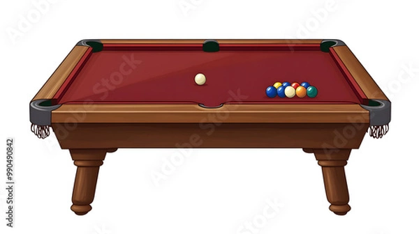 Fototapeta Cartoon illustration of Pool Table or Billiards Table isolated on transparency background