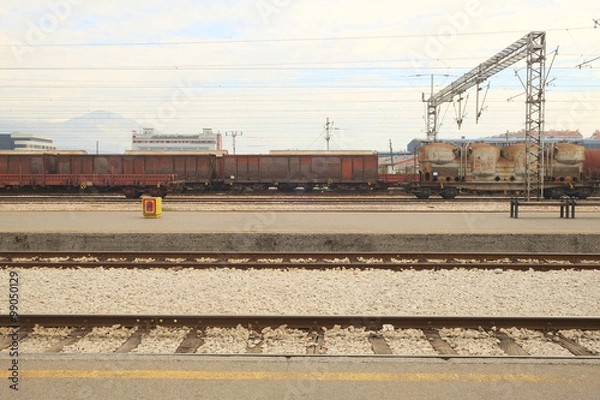 Fototapeta The image of a railway station in Podgorica, Montenegro