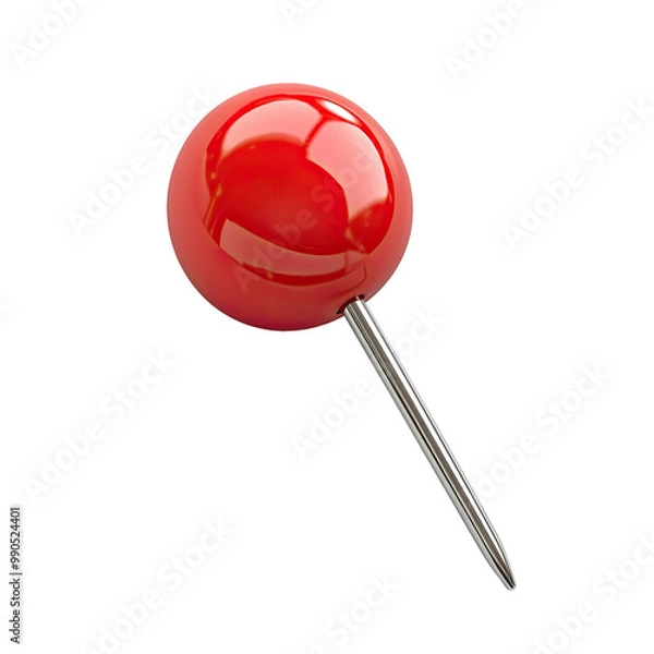 Fototapeta A red push pin, clipart style on Transparent background