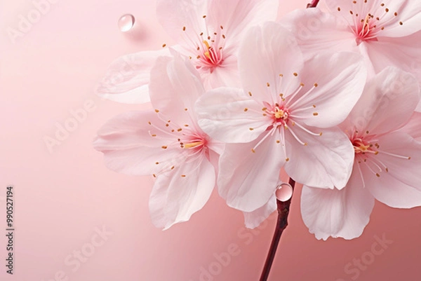 Fototapeta Close-up of a Cherry Blossom Petal Showcasing Delicate Details and Softness. Generative AI