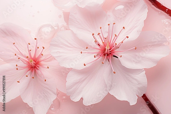 Fototapeta Close-up of a Cherry Blossom Petal Showcasing Delicate Details and Softness. Generative AI