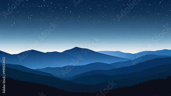 Fototapeta Starry night sky with a gradient of deep blue hues and sparkling stars, creating a mesmerizing scene that evokes feelings of wonder and mystery