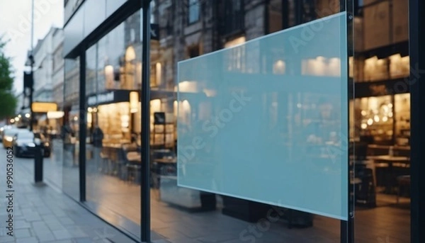 Fototapeta mockup on the door of a cafe or shop window, public place, ai generated, ai