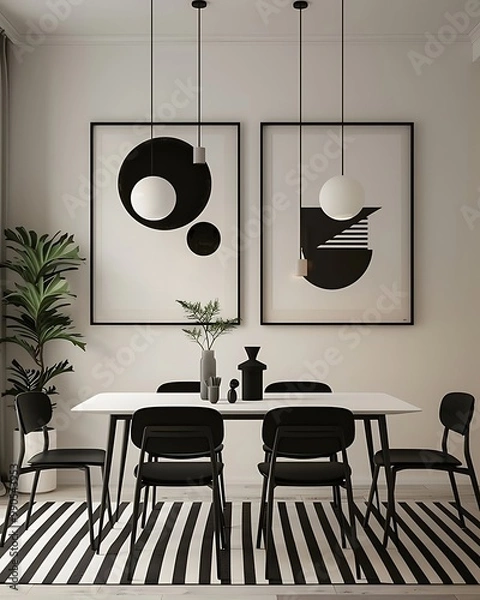 Fototapeta Elegant and Luxury Interior Dining Room - Cozy and Minimalist Dining Corner with Warm Natural Light