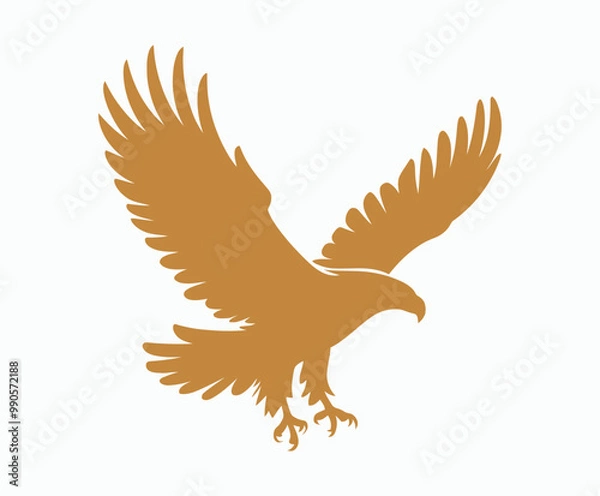 Fototapeta Golden eagle silhouette editable EPS vector isolated illustration template on a white background