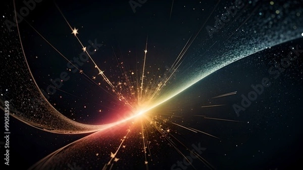 Fototapeta Dark blue and glow particle abstract background